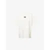 We Are Tala Omens Ivory Outdoor Oversized Flocked-logo Cotton T-shirt In White