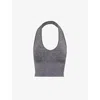 We Are Tala Omens  Sculpt Seamless Halterneck Stretch-woven Top In Charcoal Marl