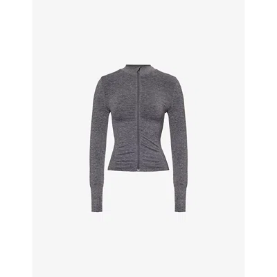 We Are Tala Omens  Sculpt Seamless Panelled Stretch-nylon And Polyester Jacket In Charcoal Marl