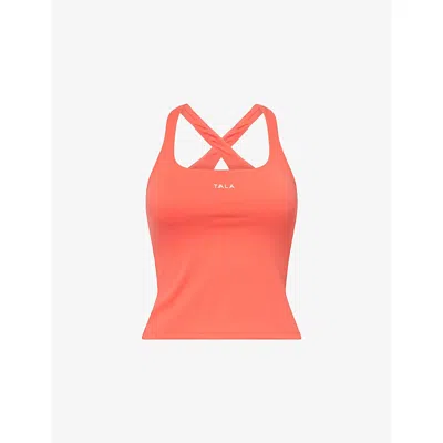 We Are Tala Omens Soft Coral Skinluxe Cross Back Vest Top Xs In Orange