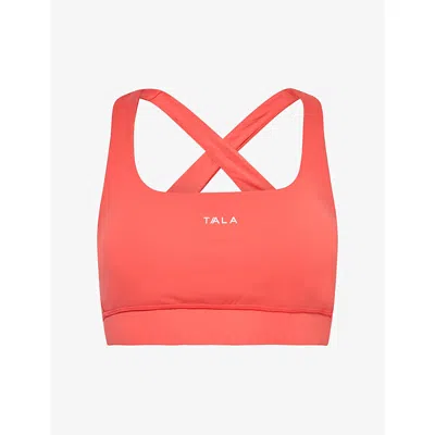 We Are Tala Omens Soft Coral Skinluxe Cross-back Sports Bra In Orange
