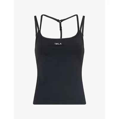 We Are Tala Omens  Skinluxe Strappy Vest Top In Shadow Black