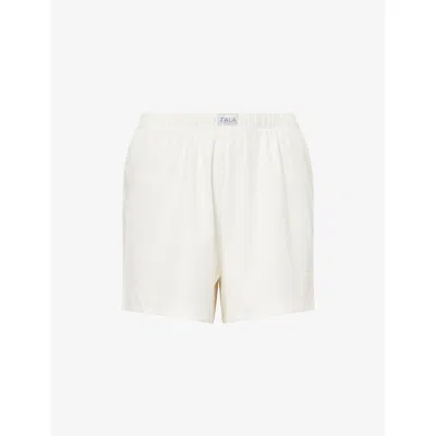 We Are Tala Omens  Soft Lounge Boxer Cotton-jersey Pyjama Shorts In Coconut Milk