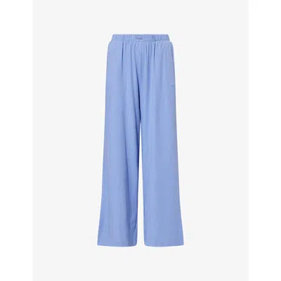 We Are Tala Omens Blue Soft Lounge Wide-leg Cotton-jersey Pyjama Bottoms