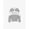 We Are Tala Omens Striped Rugby Polo Cotton-blend Sweatshirt Ivory Stripe In White