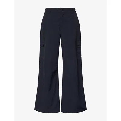 We Are Tala Omens Wide-leg Adjustable Nylon Cargo Trousers Black