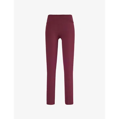 We Are Tala Omens Dayflex Wrap Tapered-leg Mid-rise Stretch-woven Leggings Wine