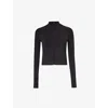 We Are Tala Womens Black Marl Sculpt Seamless Panelled Stretch-recycled Nylon And Polyester Jacket In Black Marl