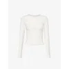 We Are Tala Womens Coconut Milk 365 Long-sleeve Stretch-woven Jersey T-shirt In Coconut Milk
