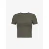 We Are Tala Womens Dark Olive 365 Short-sleeve Stretch-woven Jersey T-shirt