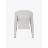 We Are Tala Womens Grey Marl 365 Long-sleeve Stretch-woven Jersey T-shirt