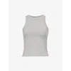 We Are Tala Womens Grey Marl 365 Racer Tank Round-neck Stretch-woven Jersey Top