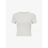 We Are Tala Womens Grey Marl 365 Short-sleeve Stretch-woven Jersey T-shirt In Grey Marl