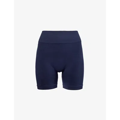We Are Tala Womens Navy Marl Sculpt Seamless High-rise Stretch-recycled Polyamide And Polyester Shor