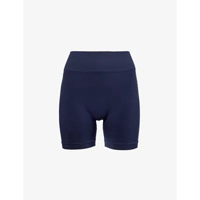 We Are Tala Womens Navy Marl Sculpt Seamless High-rise Stretch-recycled Polyamide And Polyester Shor In Navy Marl