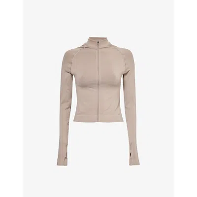 We Are Tala Womens Pebble Marl Sculpt Seamless Panelled Stretch-recycled Nylon And Polyester Jacket
