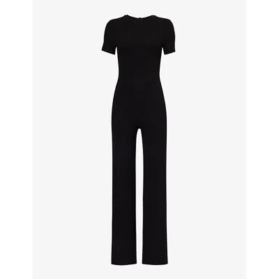 We Are Tala Womens Shadow Black 365 Wide-leg Stretch-woven Jersey Jumpsuit
