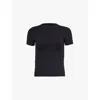 We Are Tala Womens Shadow Black Dayflex Brand Embroidered Stretch Recycled-nylon T-shirt In Shadow Black