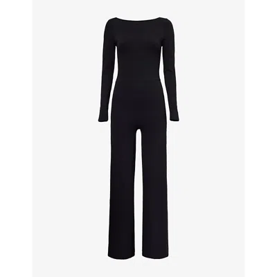 We Are Tala Womens Shadow Black Dayflex Long-sleeved Stretch-recycled Nylon Jumpsuit