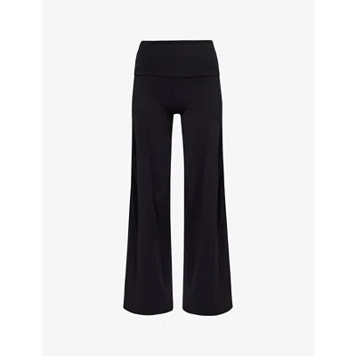 We Are Tala Womens Shadow Black Dayflex Wide-leg Stretch-recycled Nylon Trousers