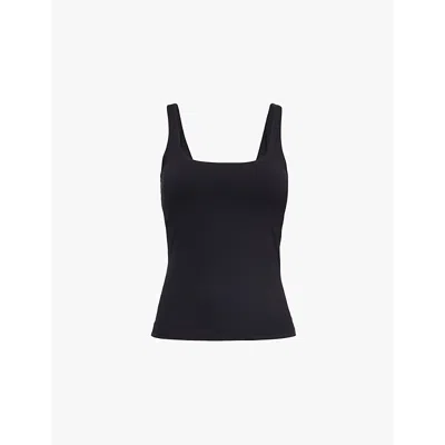 We Are Tala Womens Shadow Black Dyflx Square Neckline Stretch Recycled-polyamide Top