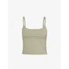 We Are Tala Womens Vintage Khaki Dayflex Sleeveless Stretch-recycled Nylon Top