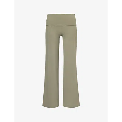 We Are Tala Womens Vintage Khaki Dayflex Wide-leg Stretch-recycled Nylon Trousers In Vintage Khaki