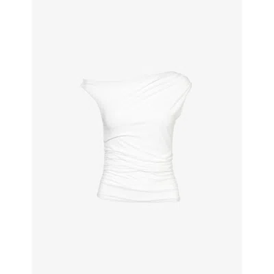 We Are Tala Womens White Dayflex Ruched Stretch-woven Top