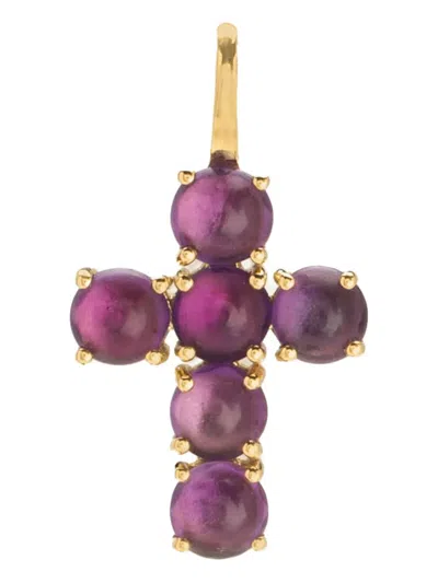 We By Whitebird 18k Yellow Gold Ismène Cross Amethyst Pendant In Purple