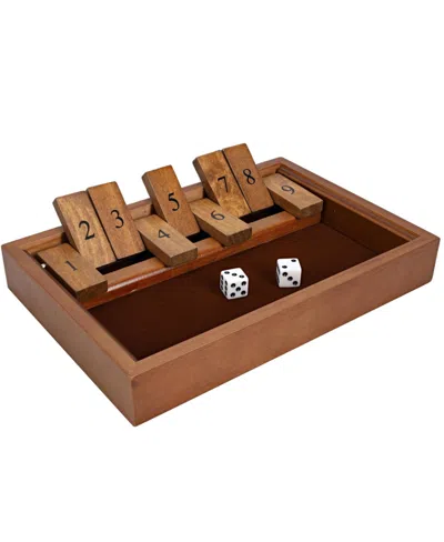 We Games 9 Number Shut The Box Board Game With Walnut Stained Wood, 11 In. In Transparent