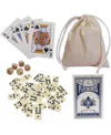 We Games Mini Double 6 Dominoes, Dice And Card Travel Game In Black