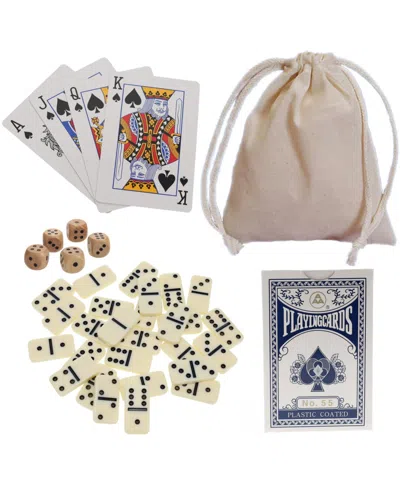 We Games Mini Double 6 Dominoes, Dice And Card Travel Game In Black