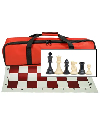 We Games Travel Tournament Chess Set, 20 In Board, Chess Bag, 3.75 In. King In Red