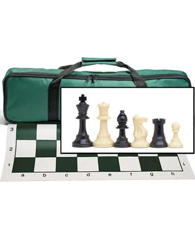 We Games Travel Tournament Chess Set, 20 In Board, Chess Bag, 3.75 In. King In Green