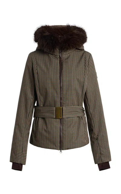 We Norwegians Glenshee Houndstooth Ski Jacket In Brown