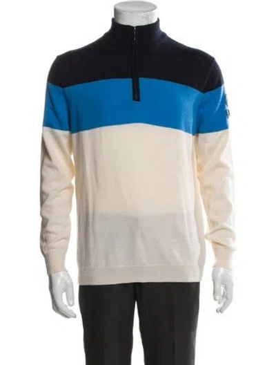 Pre-owned We Norwegians Merino Wool Colorblock Pattern Polo Sweater In Multi