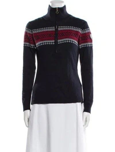 Pre-owned We Norwegians Merino Wool Colorblock Pattern Sweater In Blue