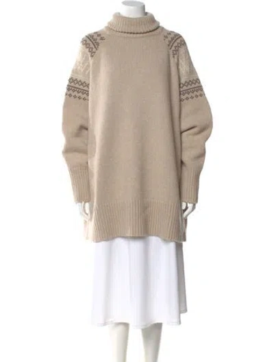 Pre-owned We Norwegians Merino Wool Colorblock Pattern Sweater In Neutral