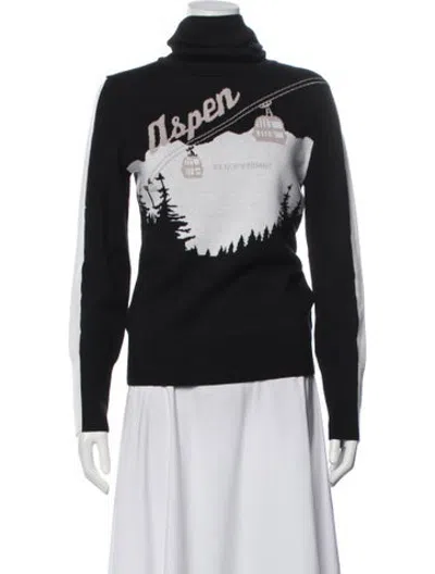 Pre-owned We Norwegians Merino Wool Graphic Print Sweater In Black