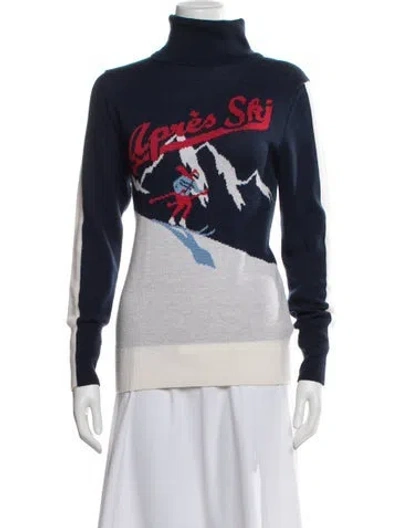 Pre-owned We Norwegians Merino Wool Graphic Print Sweater In Blue