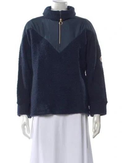 Pre-owned We Norwegians Merino Wool Mock Neck Sweatshirt In Blue