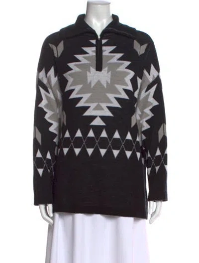 Pre-owned We Norwegians Merino Wool Patterned Sweater In Black