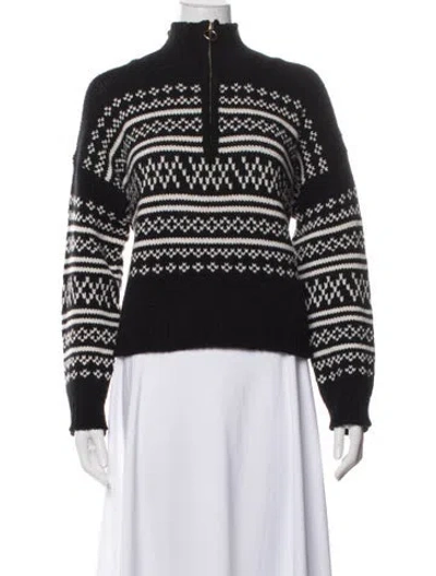 Pre-owned We Norwegians Merino Wool Patterned Sweater In Black