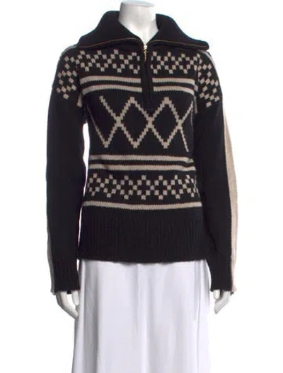Pre-owned We Norwegians Merino Wool Patterned Sweater In Black