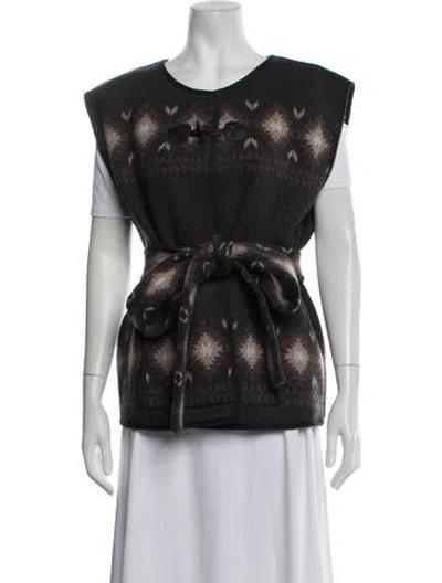 Pre-owned We Norwegians Merino Wool Patterned Vest In Black