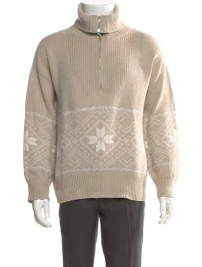Pre-owned We Norwegians Merino Wool Printed Pullover In Neutral
