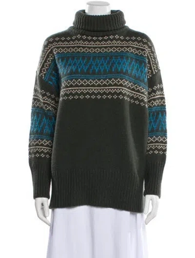 Pre-owned We Norwegians Merino Wool Printed Sweater W/ Tags In Green