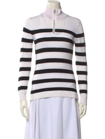 Pre-owned We Norwegians Striped Mock Neck Sweater In White