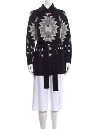 Pre-owned We Norwegians Wool Graphic Print Sweater In Black