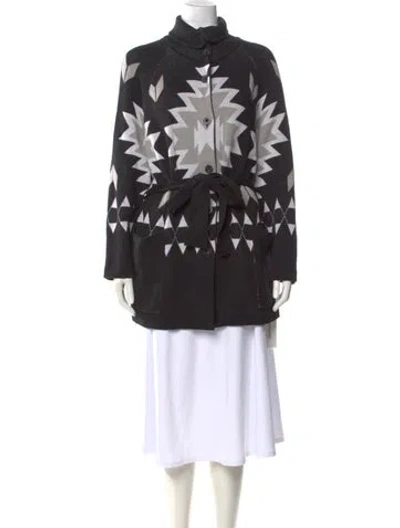 Pre-owned We Norwegians Wool Printed Sweater In Black